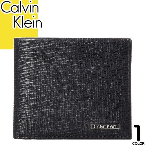 カルバンクライン Calvin Klein 財布 二つ折り財布 メンズ プレートロゴ 革 本革 小銭入れ付き ブランド 薄い スキミング防止 黒 ブラック BILLFOLD WALLET WITH COIN POCKET 31CK130009