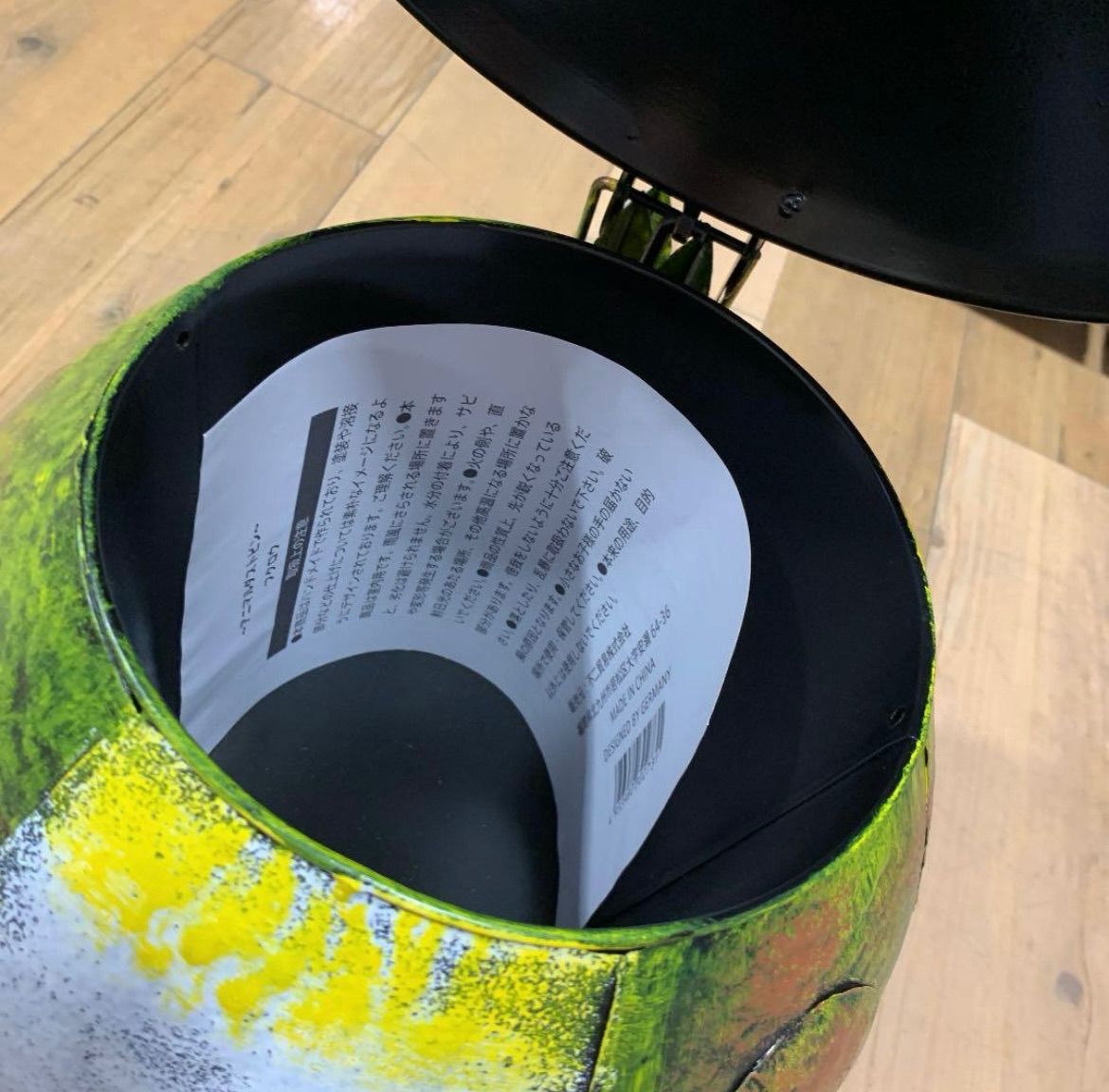 中古】ブリキでできたフクロウのゴミ箱