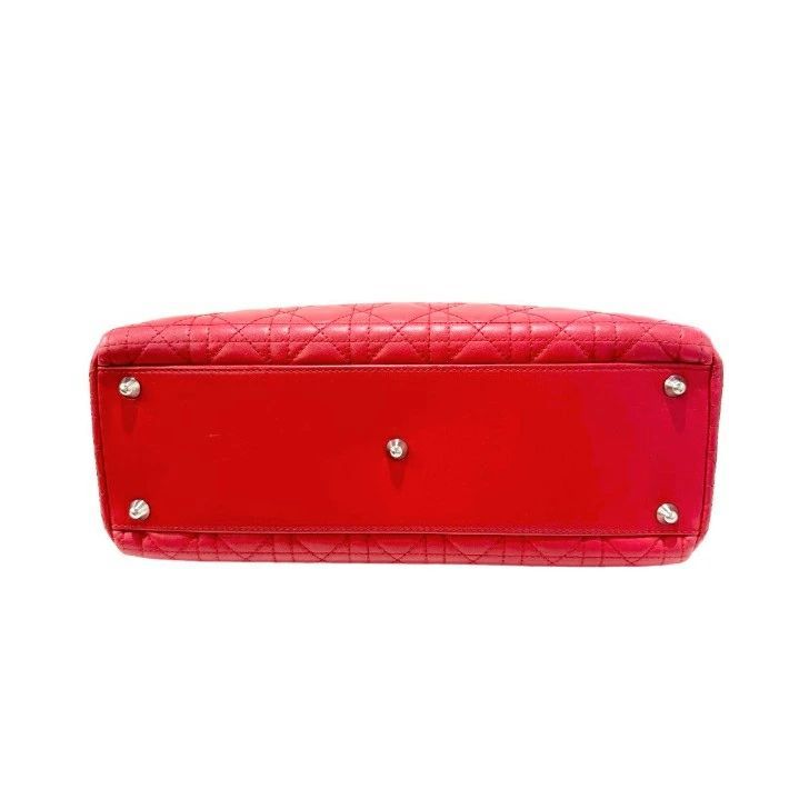 美品☆　レディディオール　ラージ　ラムスキン　赤　2way　ハンドバッグ 美品☆ レディディオール ラージ ラムスキン 赤 2way