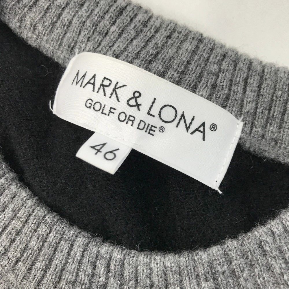 サイズ：46 MARK&LONA マークアンドロナ  カシミヤ ニット セーター スカル柄 グレー系 [240101445476] ゴルフウェア メンズ ストスト サイズ：46 MARK&LONA マークアンドロナ カシミヤ ニット