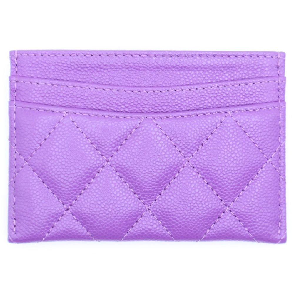 CHANEL シャネル マトラッセ クラシック キャビアスキン カードケース パスケース パープル ゴールド金具 ランダムシリアル レディース