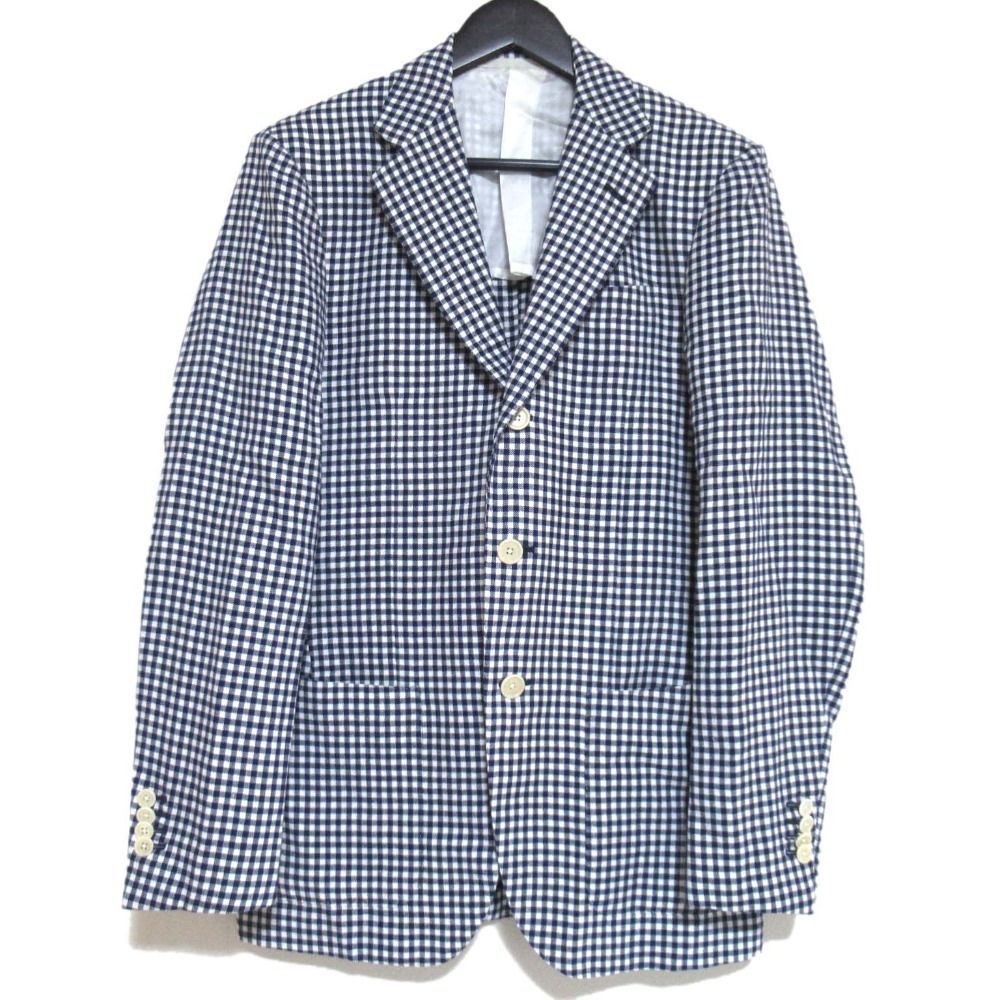 CARUSO カルーゾ ウールリネン チェックジャケット 44
