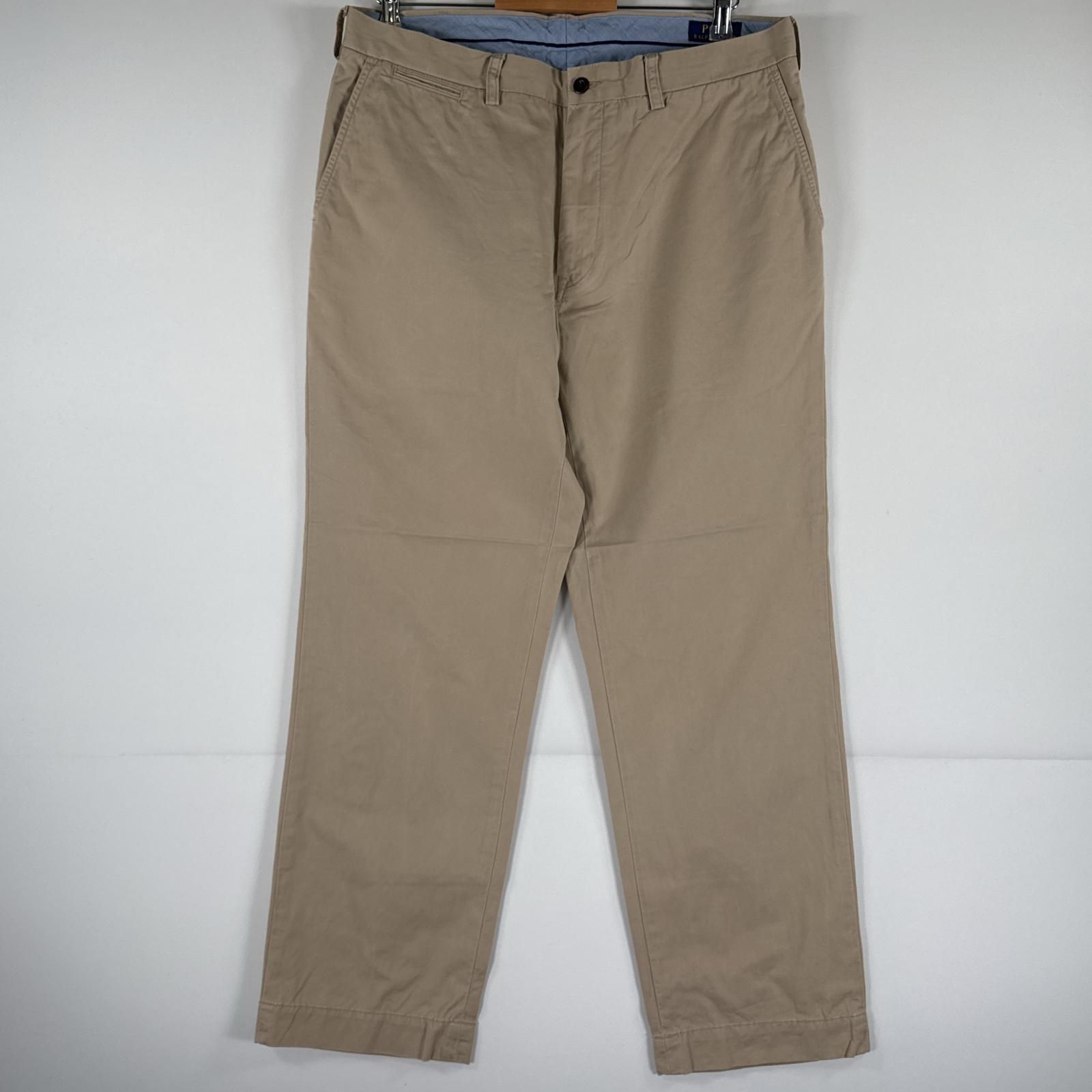 古着 ポロ・ラルフローレン POLO RALPH LAUREN チノパンツ チノパン ワンポイント スラックス テーパード w35 L30  ベージュ メンズ