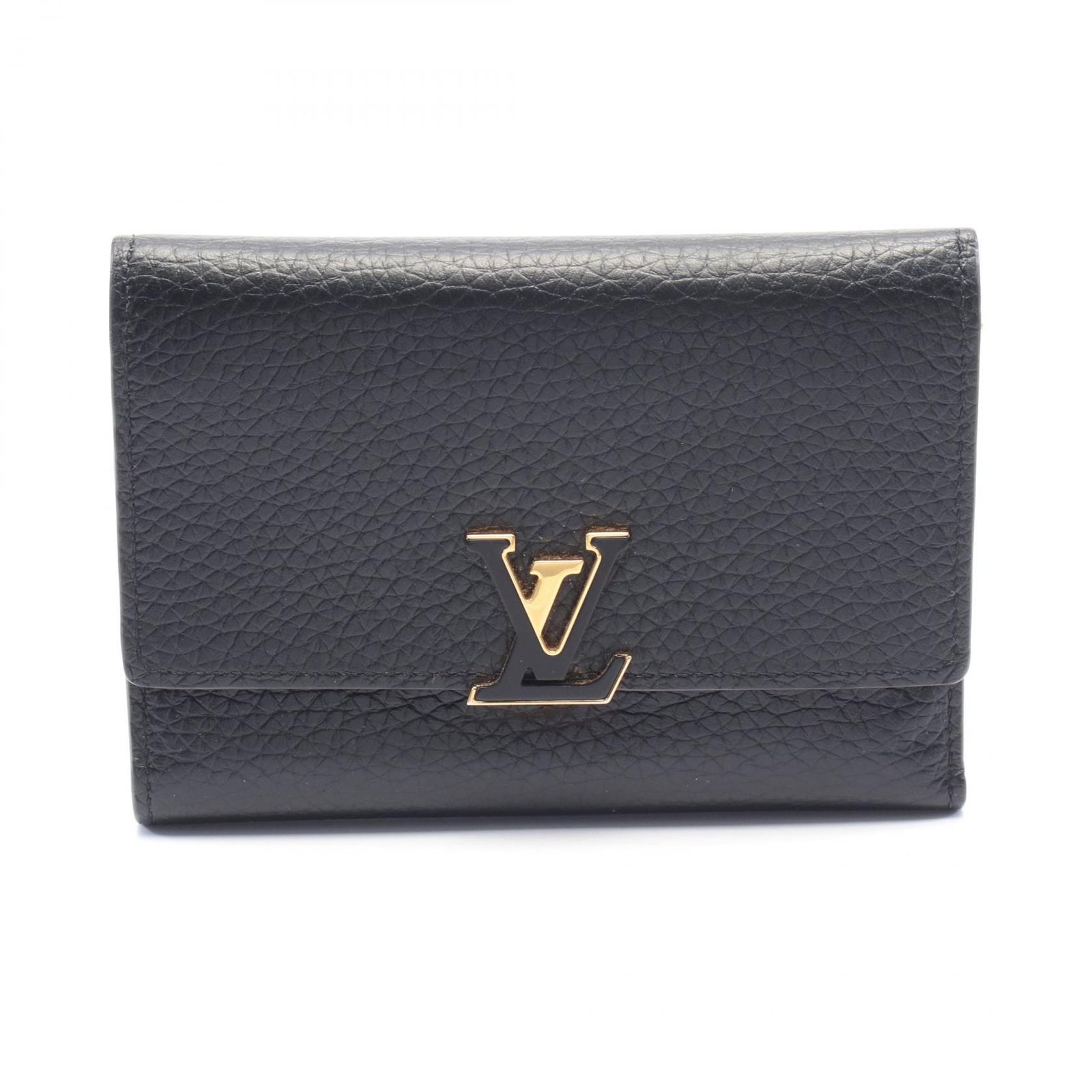 LOUIS VUITTON ルイ ヴィトン ポルトフォイユ カプシーヌ コンパクト ノワール ホットピンク 三つ折り財布