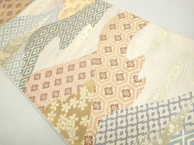 平和屋着物○桝屋高尾 全通柄袋帯 唐織 花丸文 金糸 正絹 逸品