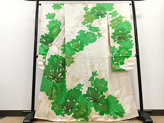 平和屋着物□豪華振袖 駒刺繍 牡丹 金彩 正絹 逸品 CAAU6690xe