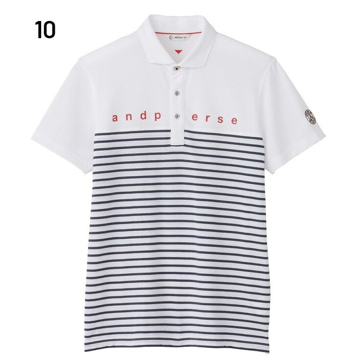 and per se アンパスィ　ポロシャツ　ワンピース　ロゴ　ゴルフ　ボーダー アンパスィ 半袖シャツ メンズ ゴルフウェア and per se GOLF ボーダー