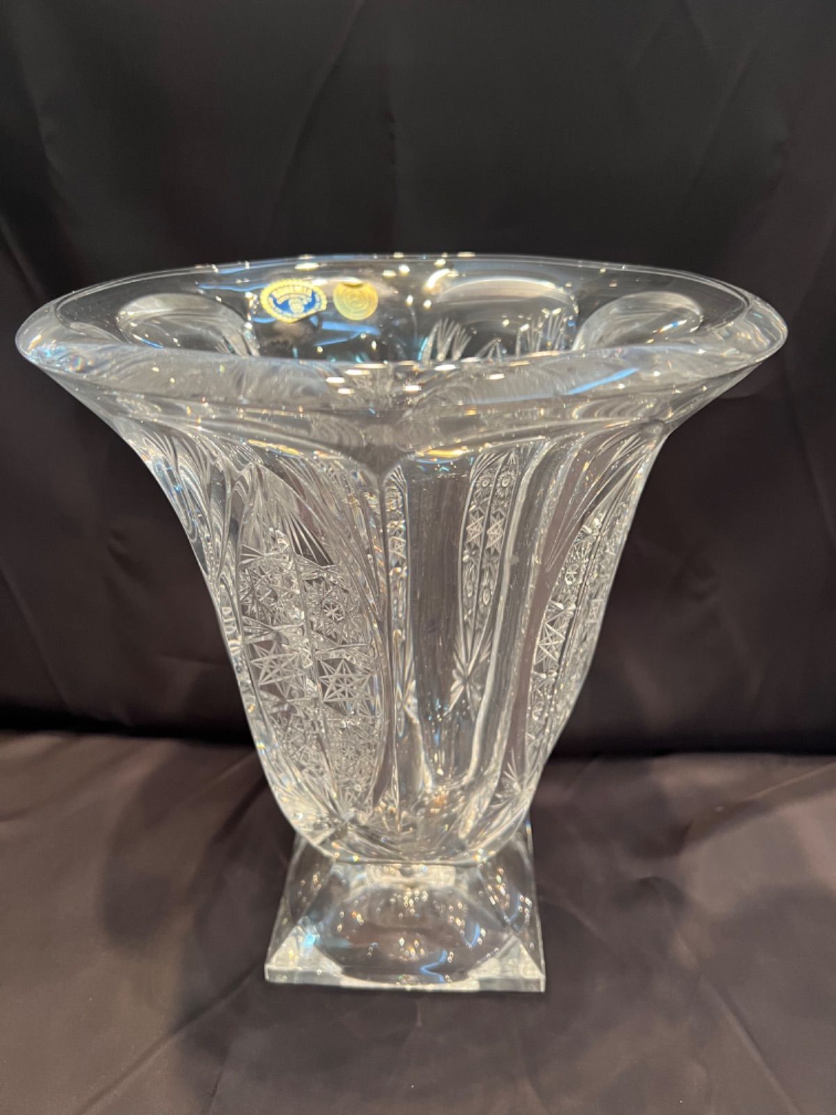 高評価お得ボヘミア　ハンドカット　リード　クリスタル皿　花文様1996年製　2客　チェコ クリスタルガラス