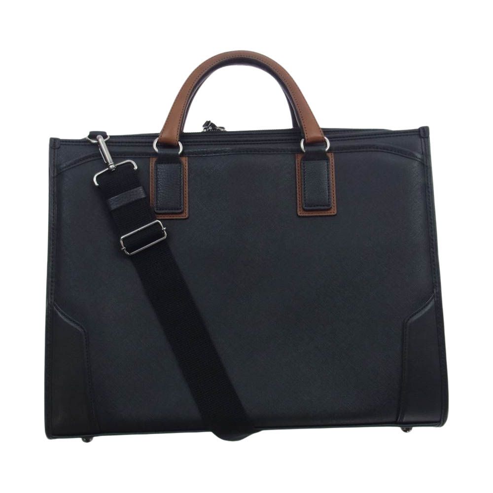 豊岡鞄 Toyooka ショルダーバッグ craftsmanship サフィアーノ 2ルーム 2way ショルダー ブリーフケース ビジネス バッグ ブラック系【中古】