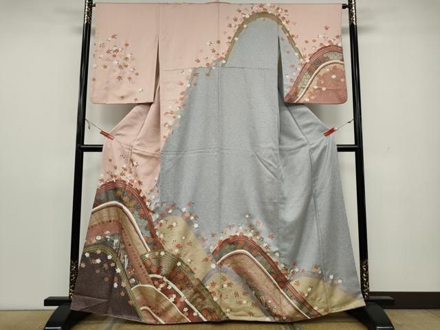 平和屋着物○訪問着 絞り 草花文 暈し染め 金彩 正絹 逸品 AAAV9106np