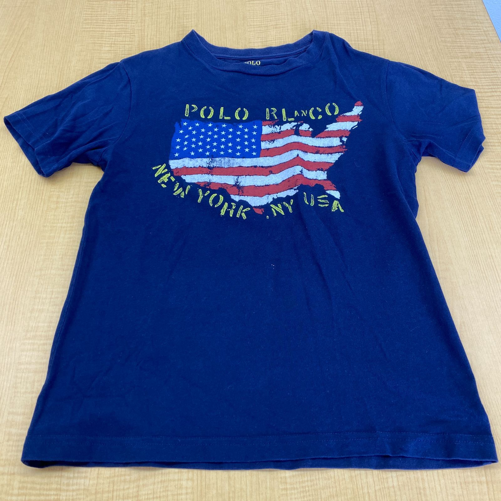 *POLO RALPH LAUREN ポロ・ラルフローレン Tシャツ 半袖 アメリカ国旗 コットン100％ トップス レディース Sサイズ 紺/ネイビー*