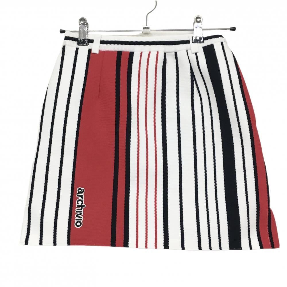 【美品】アルチビオ ニットスカート　36 超美品】アルチビオ ニットスカート 白×黒×レッド ストライプ