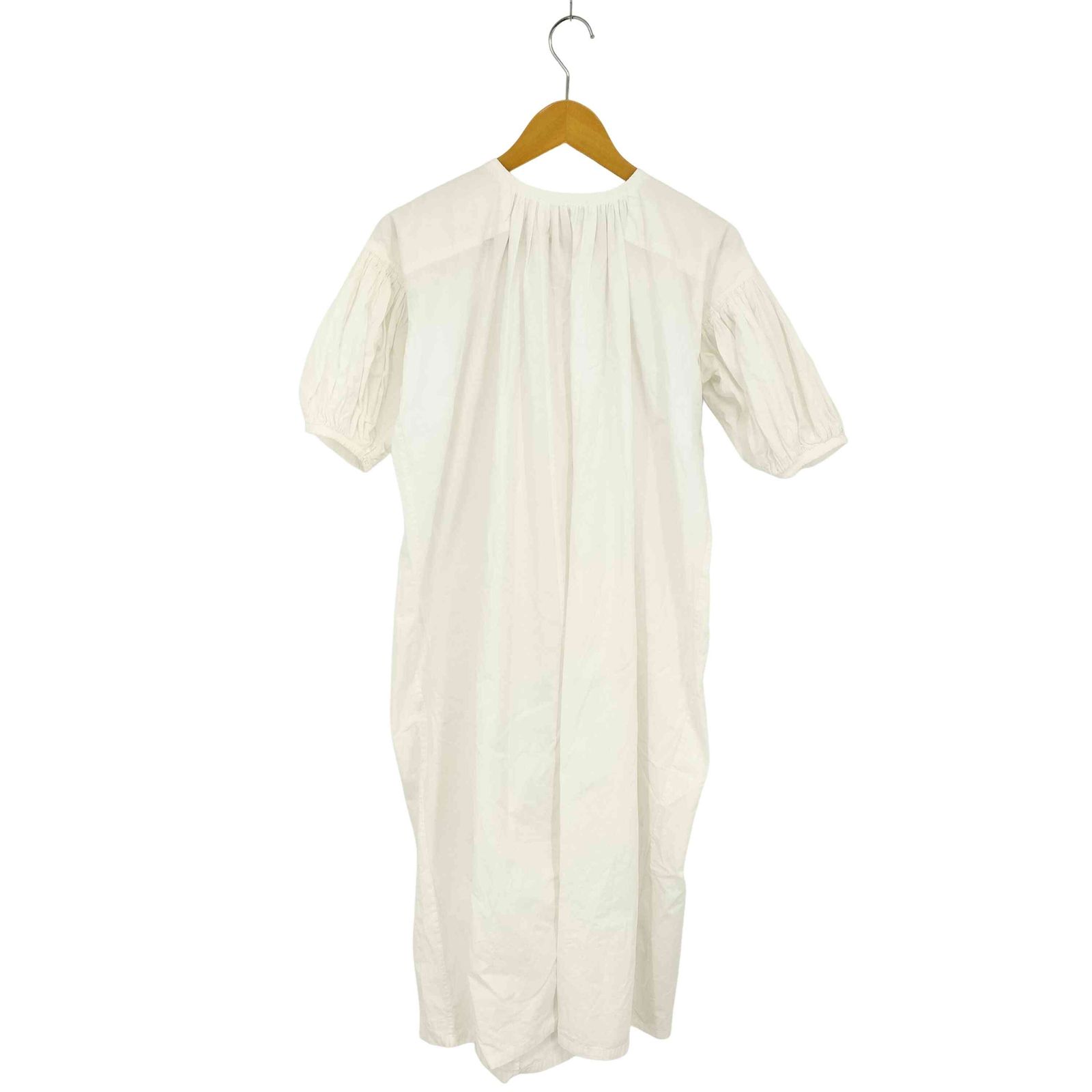 【CLANE】ボリュームパフスモックワンピース 白 1 コットン 定価2.8万 クラネ CLANE ボリュームパフスモックワンピース レディース JPN