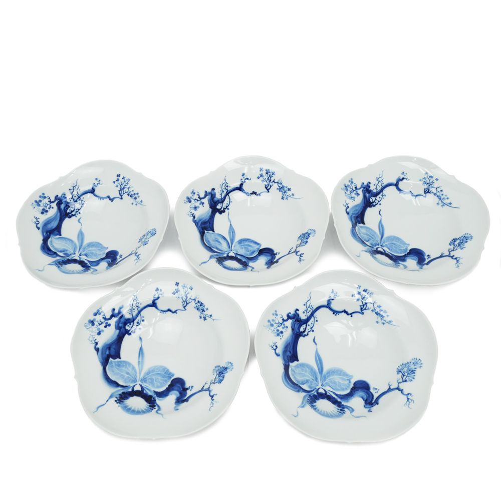 名東 MEISSEN マイセン ブルーオーキッド スープ プレート 23cm 5枚 セット 皿 食器 テーブルウェア ♥