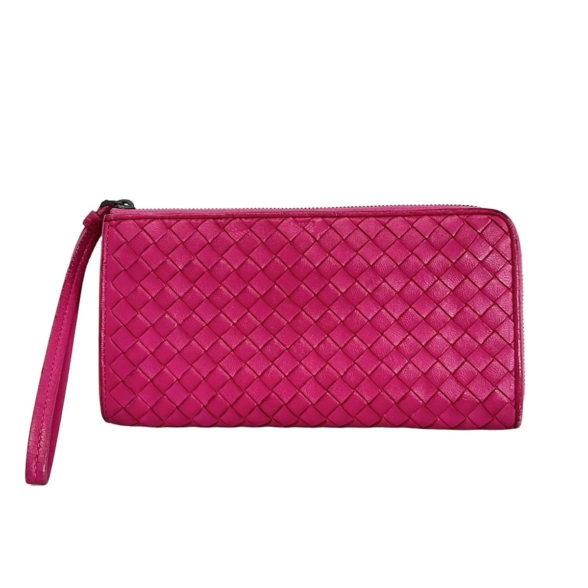 BOTTEGA VENETA ボッテガヴェネタ 長財布 イントレチャート ピンク L字ファスナー レザー
