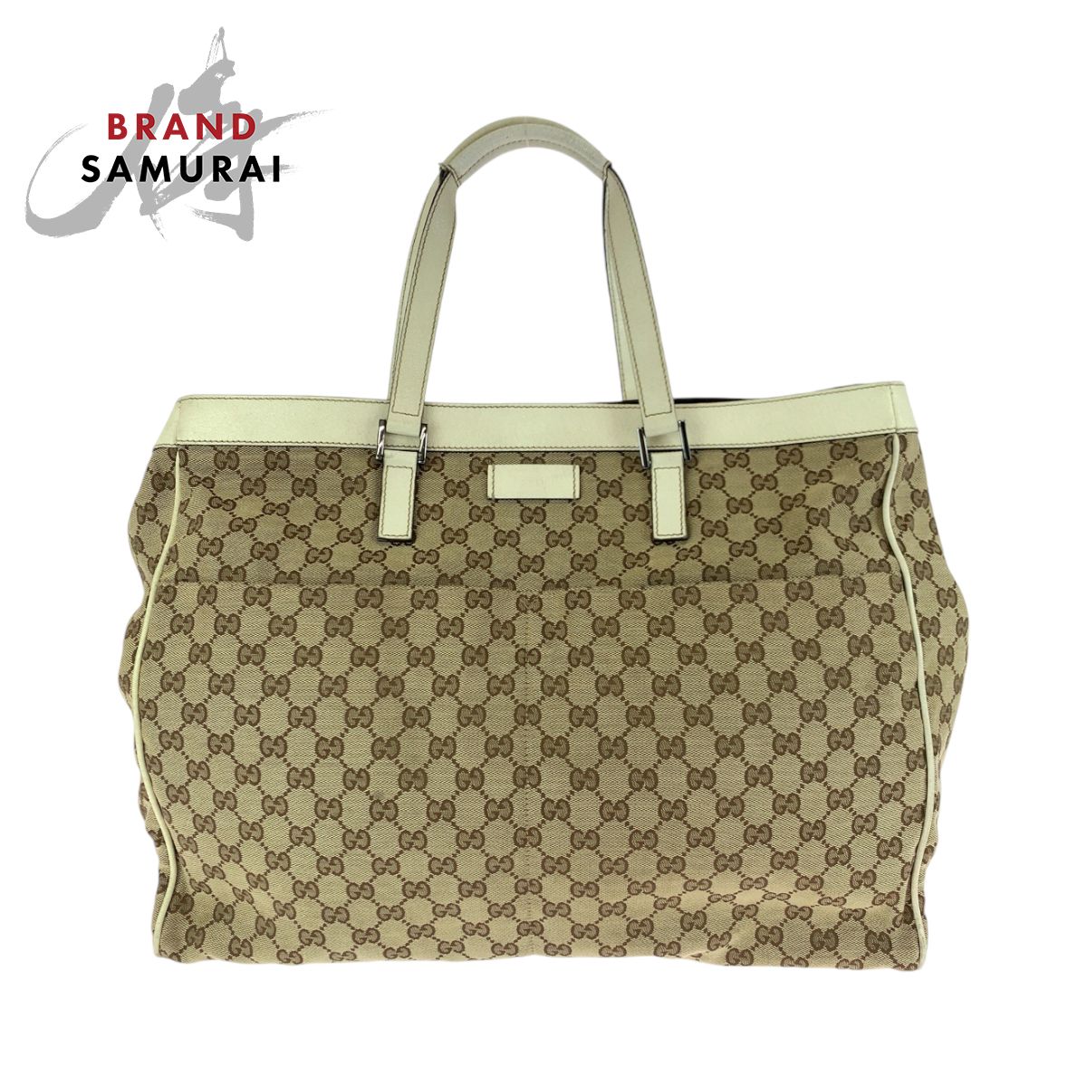 GUCCI グッチ ベージュ ホワイト シルバー金具 GGキャンバス 153213 トートバッグ ショルダーバッグ レディース 503638