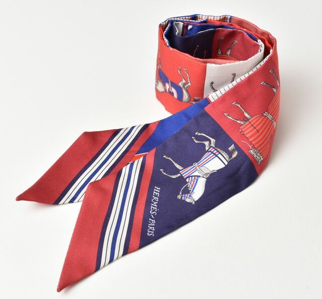 エルメス ツイリー スカーフ HERMES シルクツイル 馬/ホースモチーフ