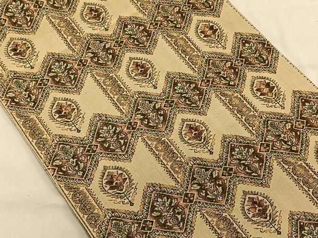 平和屋着物○摺型友禅 京都 多ち花 全通柄 九寸開き名古屋帯 器物花鳥