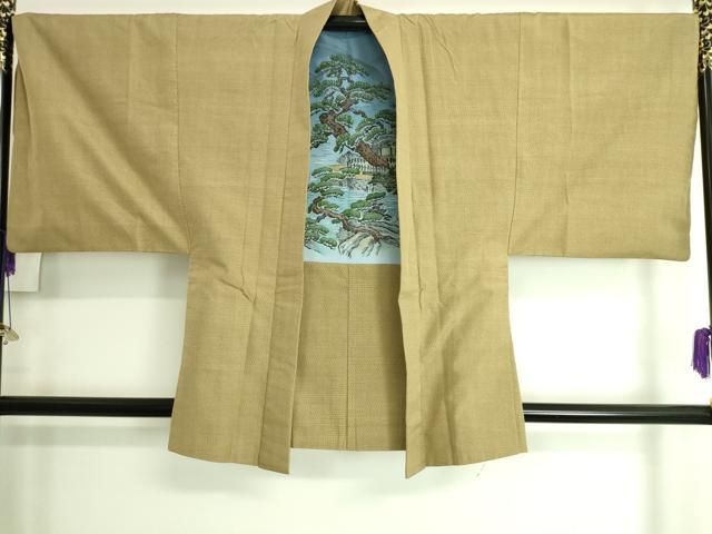 平和屋着物○結城紬 80亀甲 花唐草文 やまと誂製 正絹 逸品 未