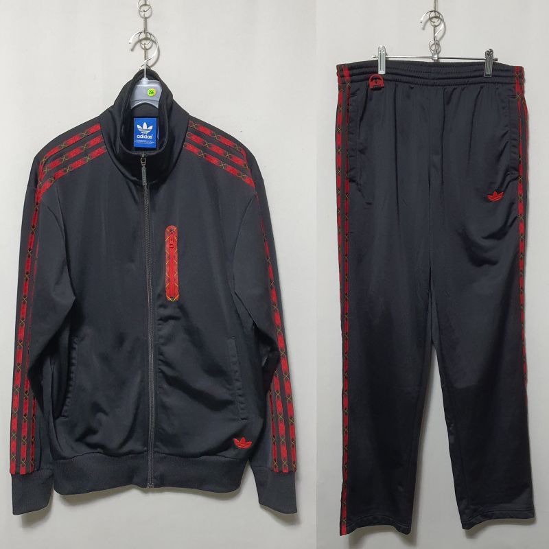 Q ー 296 adidas(アディダス) メンズ タータンチェック ファイヤーバード トレーニングウェア セット 95
