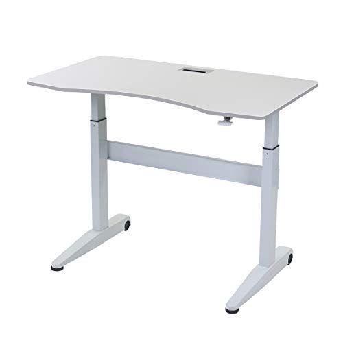 昇降デスク ガス圧 昇降 デスク コードホール付 キャスター付 W120×D68×H74.5～115.5cm W1200×D680×H745～1155mm スタンディングデ gasdesk-dr-1-ab (天板色:ホワイト(天板))(脚色:ホワイト(脚色))
