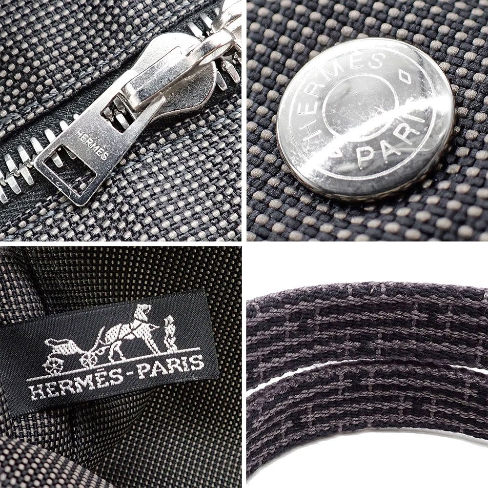 未使用品・訳アリ HERMES エルメス エールライン トートPM トートバッグ ハンドバッグ 101056M ナイロンキャンバス グレー シルバー金具 未使用品・訳アリ エルメス エールライン トートPM トートバッグ