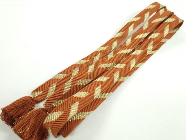 平和屋本店 上 有職組紐道明 帯締め 笹浪組 代赭色 金糸 宮内庁御用 国立博物館御用 東京芸術大学御用 CXAA0600s5