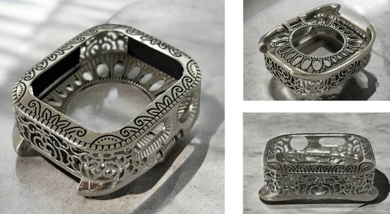 s銀鎧 Apple Watchバンド 316Lステンレスベルト アップルウォッチ重厚メタルカバー 彫刻調精密ケース メンズ レディース 44mm45mm46mm49mm ultra ウルトラ バンドのみ全サイズ シリーズ対応 取り付け時ネジ不要