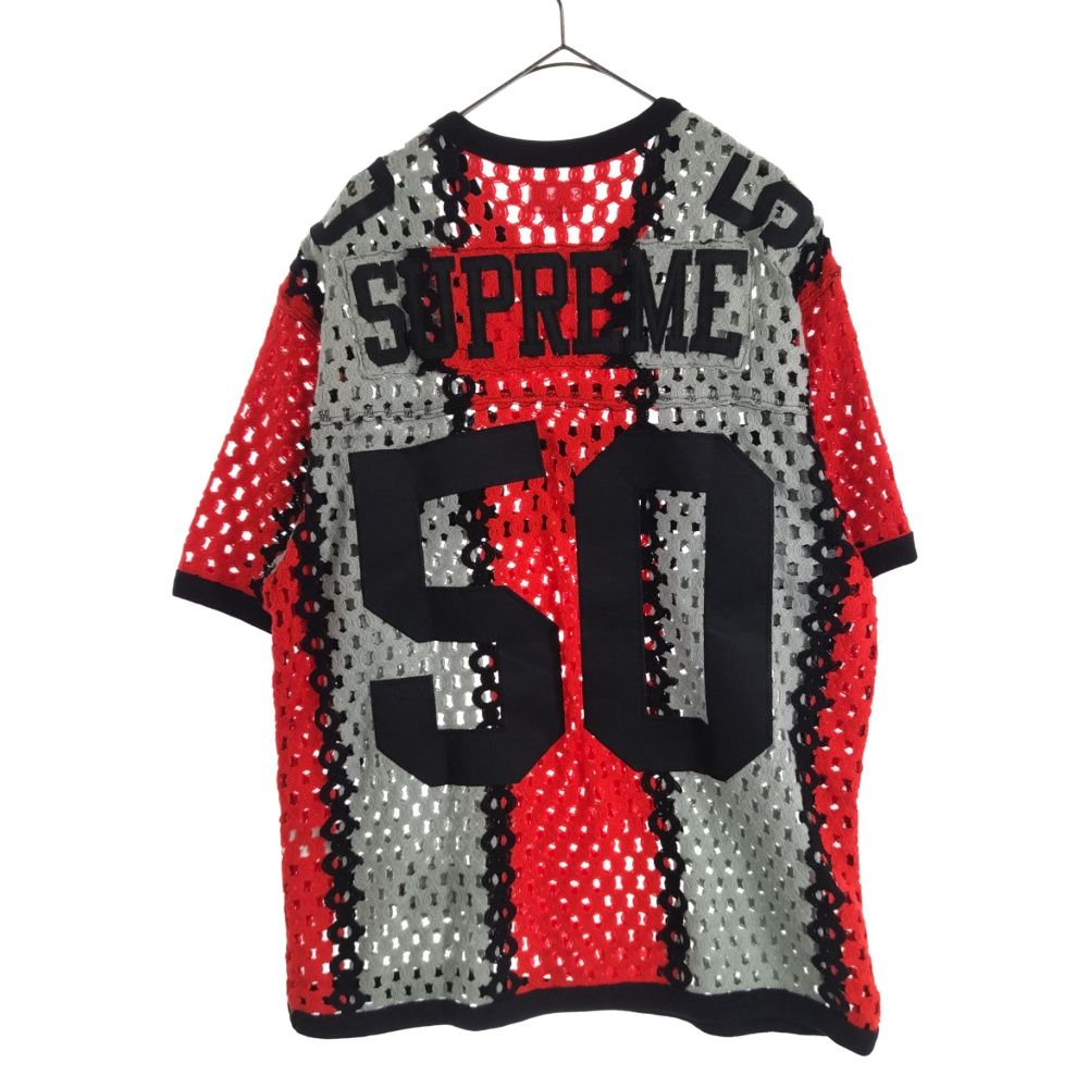 SUPREME (シュプリーム) 23SS Crochet Football Jersey クロシェフットボールジャージ 半袖Tシャツ カットソー  レッド/ブラック - メルカリ