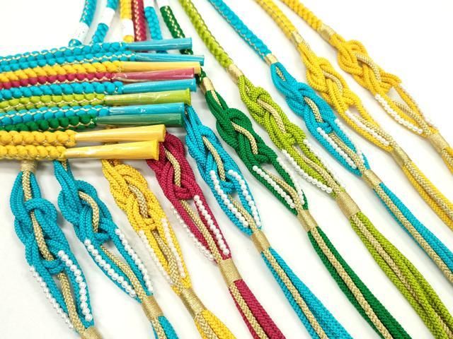 平和屋着物●和装小物 振袖用飾り付き帯締め１０本セット パール 金糸 切り房 ♥ CAAX8074ju