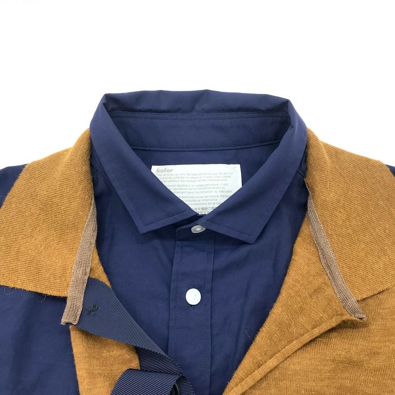 kolor ドッキングシャツ 21WCM-B01105 長袖 シャツ SHIRT ボタンシャツ