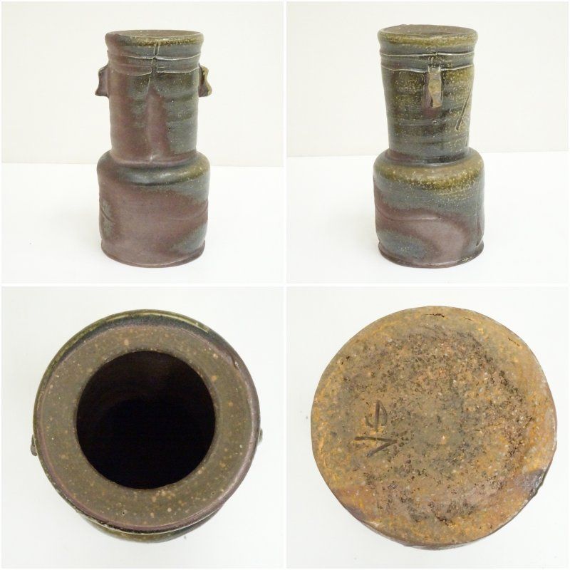 備前焼 山本出造 花入（共箱） 備前焼花入れ/山本宗秀-共箱