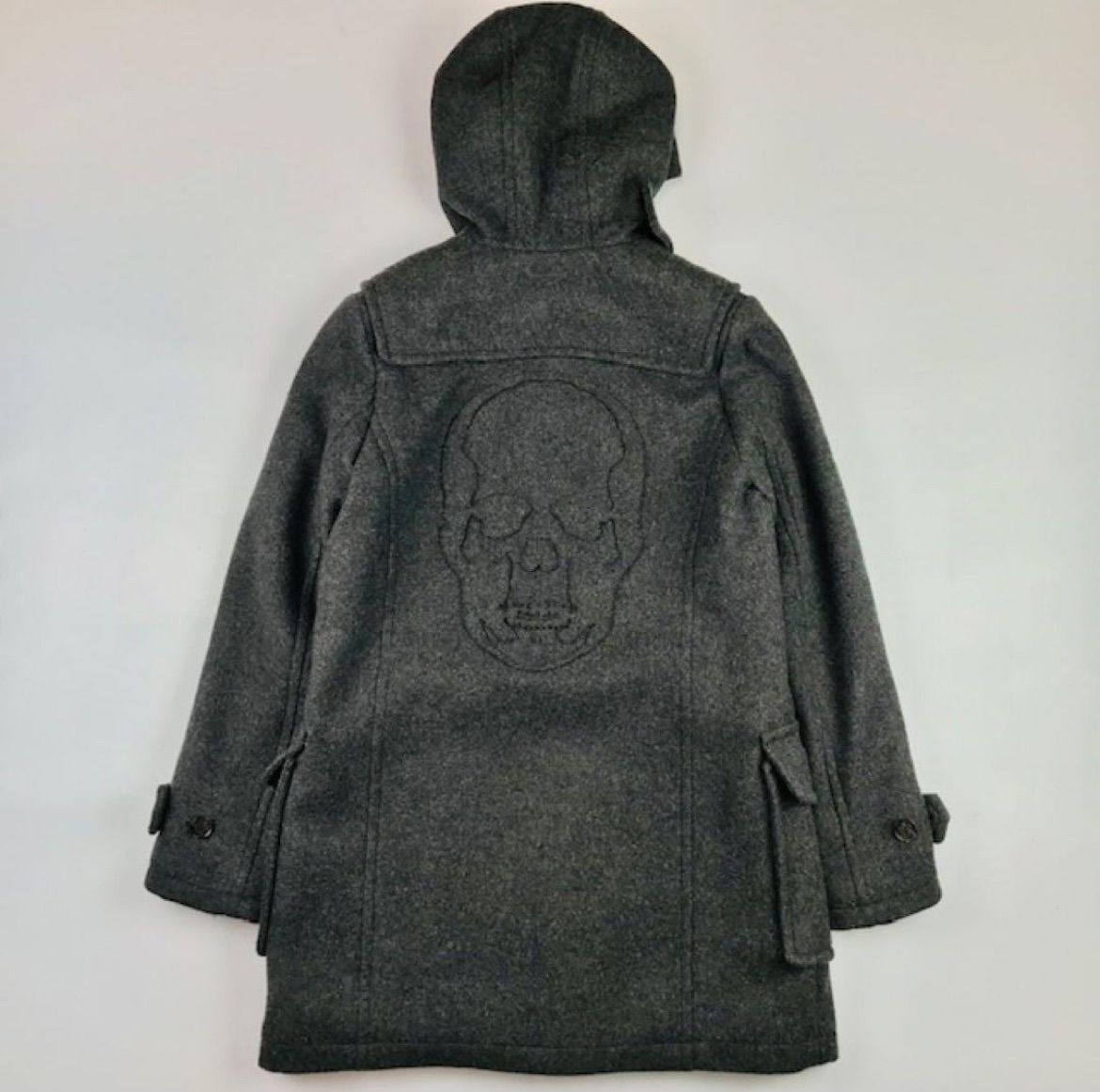 lucien pellat-finet ルシアンペラフィネ メンズ エンボス加工ビックスカルデザイン トグルボタン カシミヤ混 ダッフルコート S 日本製 メンズコート 秋冬物 カジュアル ジャケット