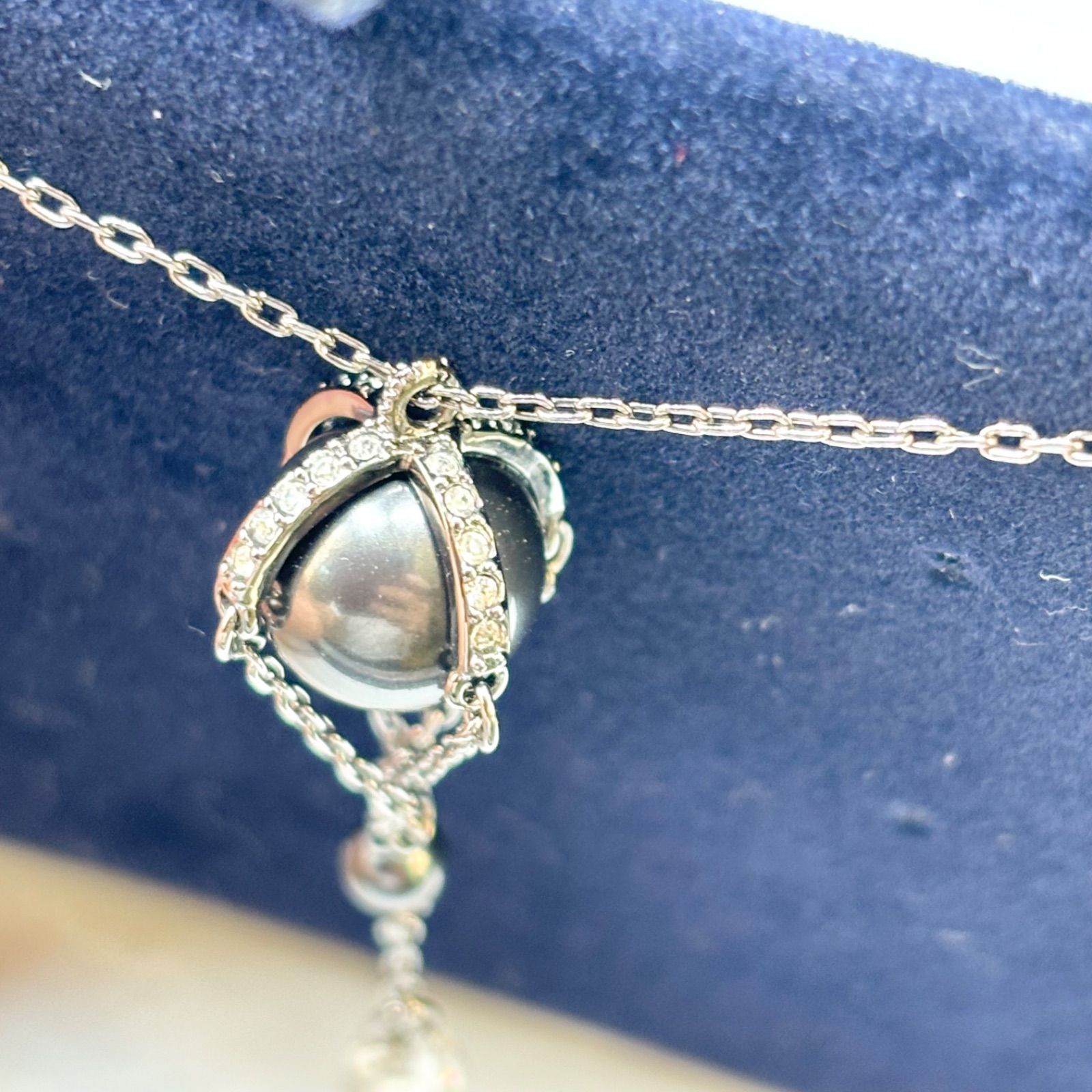 SWAROVSKI スワロフスキー ドロップ ネックレス ブラックパール 