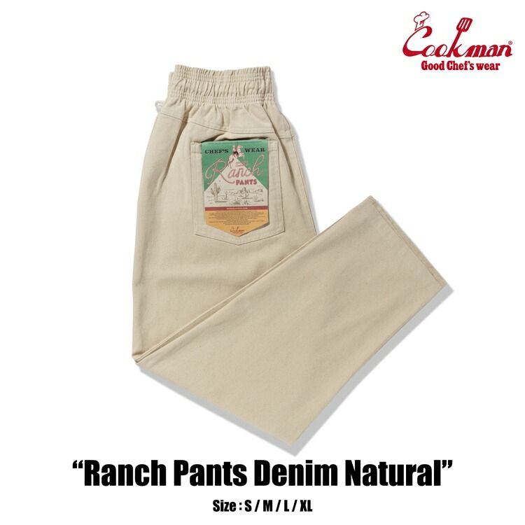 COOKMAN クックマン Ranch Pants Chef Pants ランチパンツ シェフパンツ Denim Natural デニムナチュラル イージーパンツ メンズ レディース 男女兼用 カジュアル