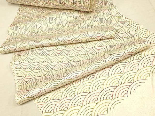 小紋 反物 青海波 着尺 暈し染め 八掛付き 正絹 逸品 未使用