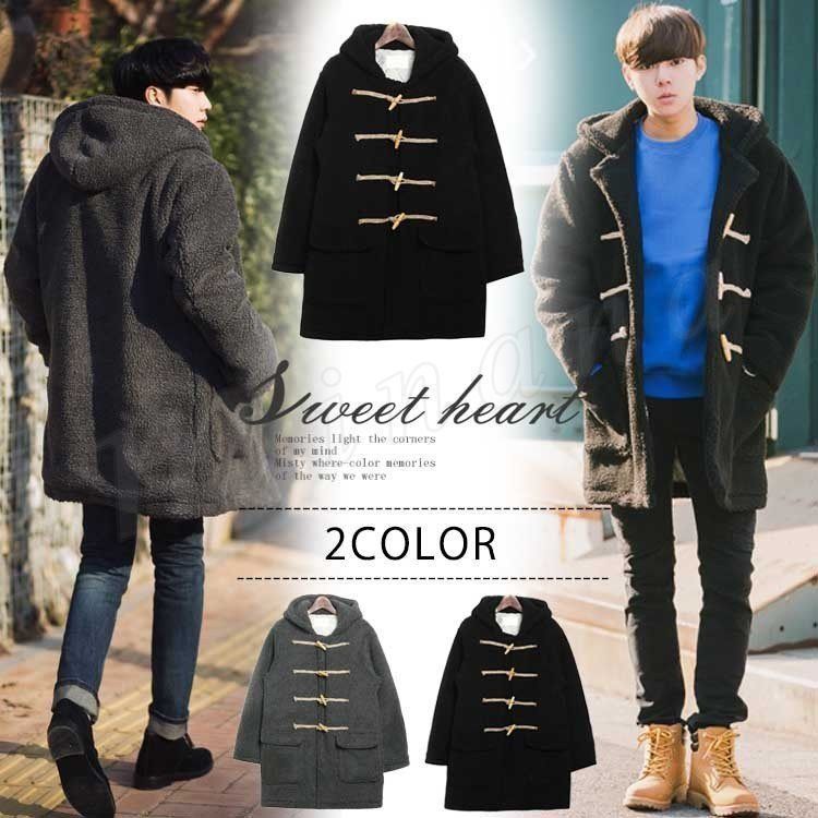 ダッフルコート メンズ アウター フード ハーフコート ボア ジャケット 内側キルティング風 防寒 メンズファッション コート 紳士服 #cttt28166