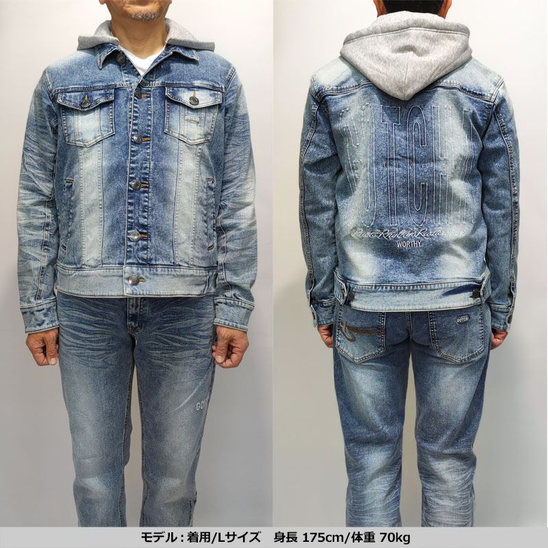 【専用】gotcha メンズジージャン取り外せるフード付き タグ付き GOTCHA ガッチャ デニムジャケット フード メンズ