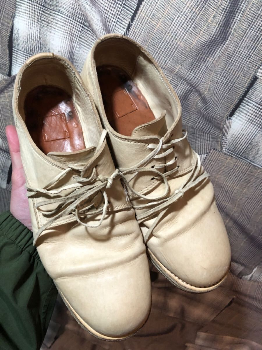 福岡 GUIDI グイディ ローカット クリームホワイト レザー ブーツ 42 FK