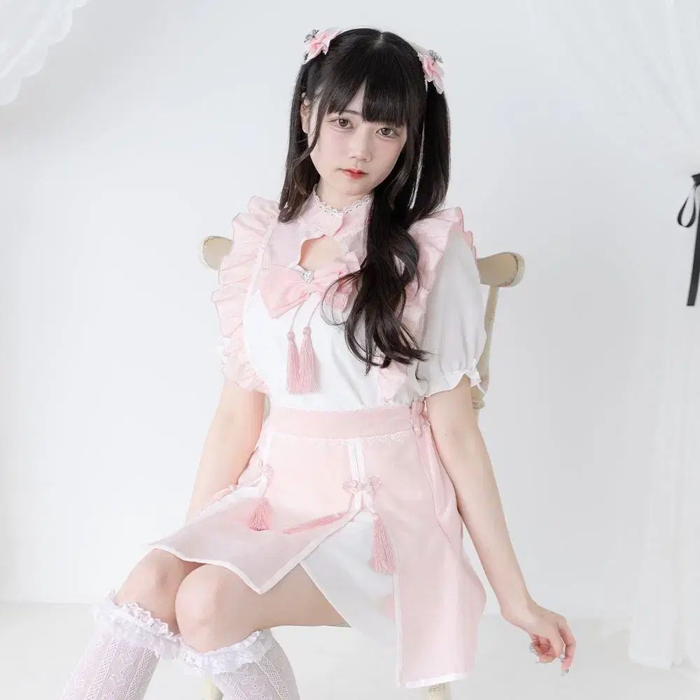 地雷系 量産型 DearMyLove ディアマイラブ ヂマ럽 チャイナドレス ピンク セットアップs