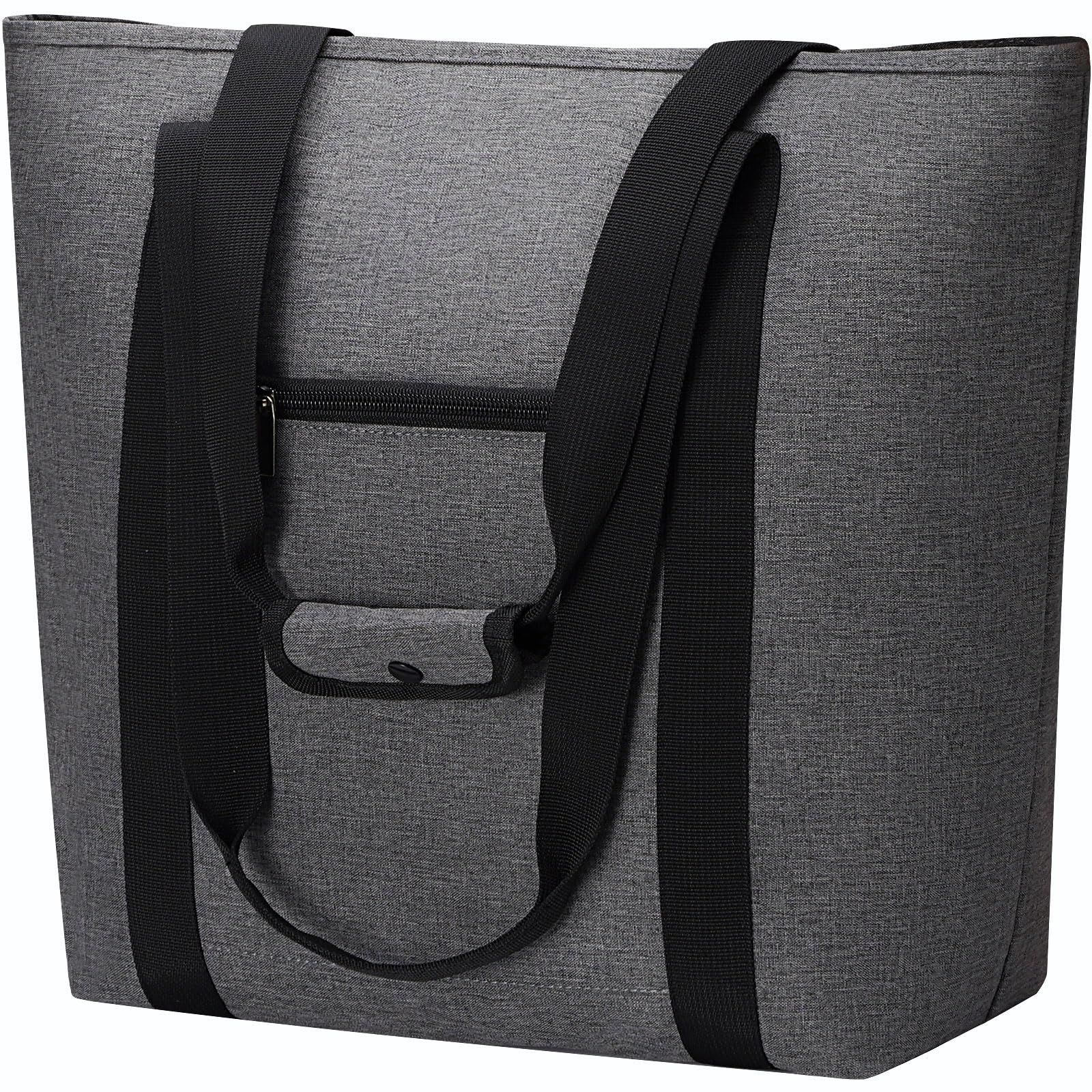 【特価商品】お弁当袋 手提げと肩掛け両用 男女兼用 A4収納 ジッパー付きランチバッグ 通勤 折りたたみ式 通学 大容量 買い物 保冷バッグ 旅行 [ASXSONN] ピックニック(グレー)