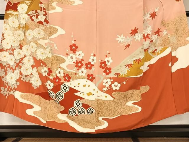 平和屋着物○アンティーク 大正ロマン 訪問着 草花文 金彩 正絹 逸品