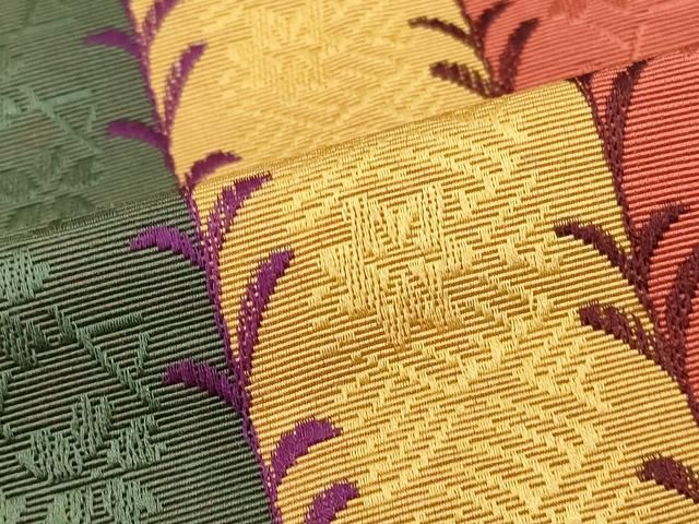 平和屋着物◎本場筑前博多織 半幅帯 草花間道 正絹 逸品