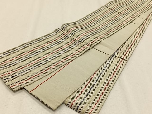 平和屋着物○本場筑前博多織 八寸名古屋帯 更紗花唐草間道