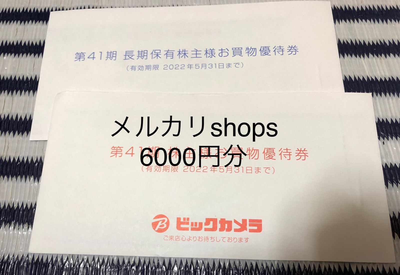 ビックカメラ 優待券6000円分 - 割引券