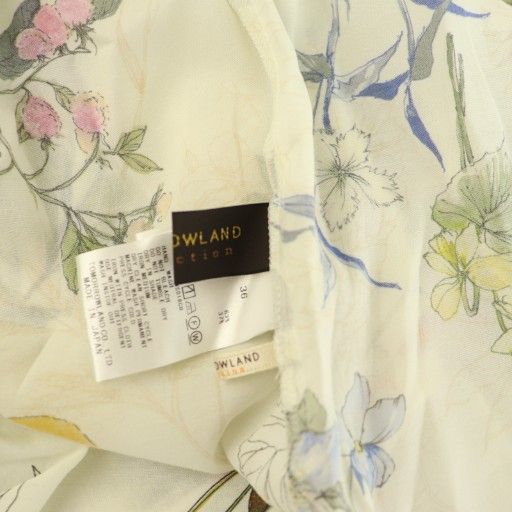  トゥモローランド collection 24 SS パピヨンフラワープリントブラウス 五分袖 プルオーバー ギャザー 36 アイボリー MY OS その他 トップス