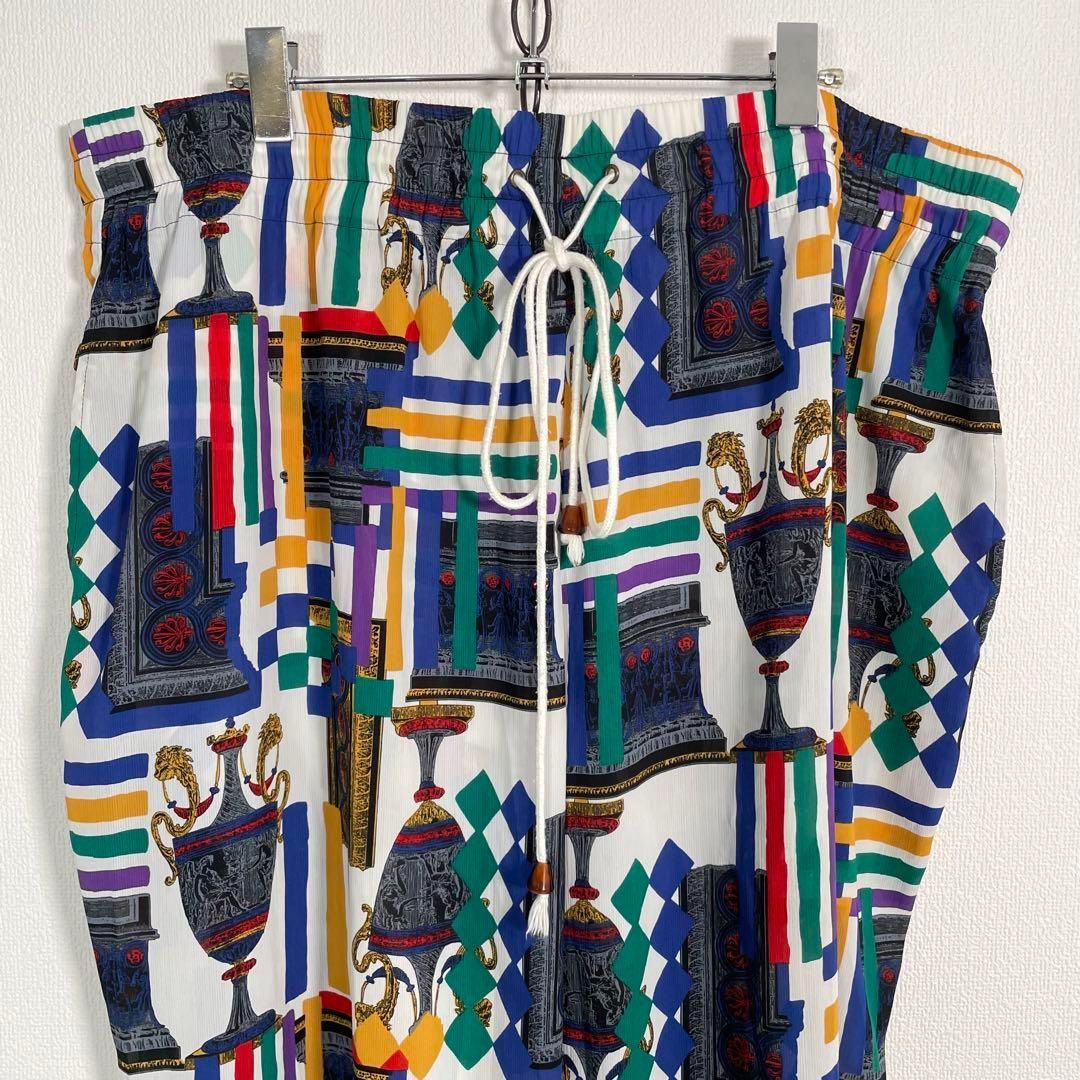 日本製 Japanese 90s Vintage ヴィンテージ ドロースリング アフリカンプリント ワイドパンツ XLサイズ程度