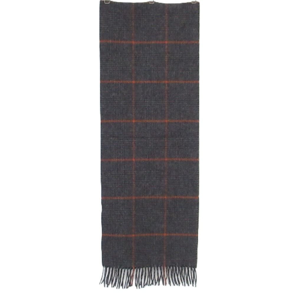 Joshua Ellis ジョシュアエリス チェック カシミヤマフラー グレー レディース 古着