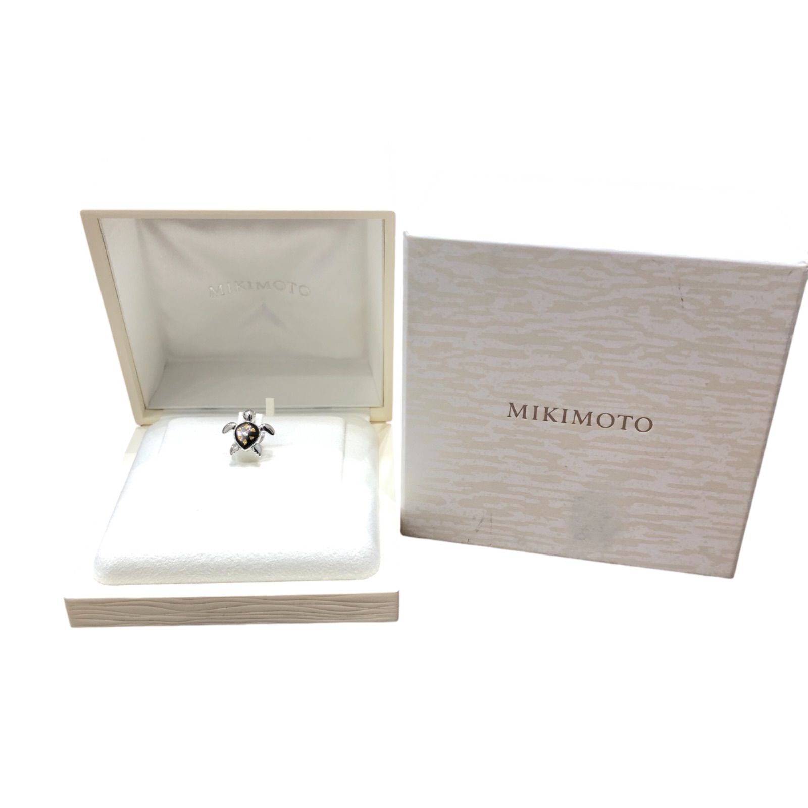 美品】MIKIMOTO ミキモト K18 ピクウェ 黒蝶貝 ダイヤモンド カメ 亀 