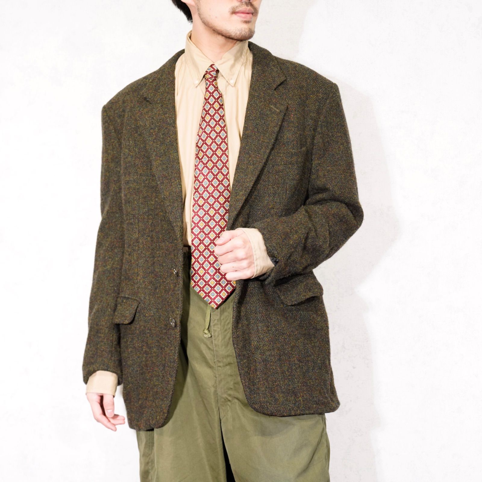 EU VINTAGE Harris Tweed MIX TWEER DESIGN TAILORED JACKET 